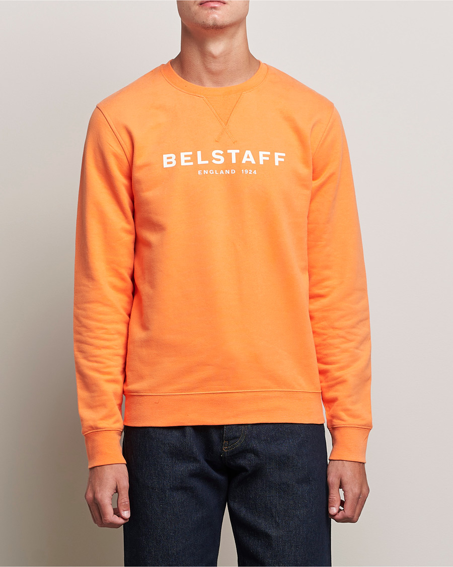 Men | Sweaters & Knitwear | Belstaff | 1924 Crew Neck Logo Sweat Signal Orange