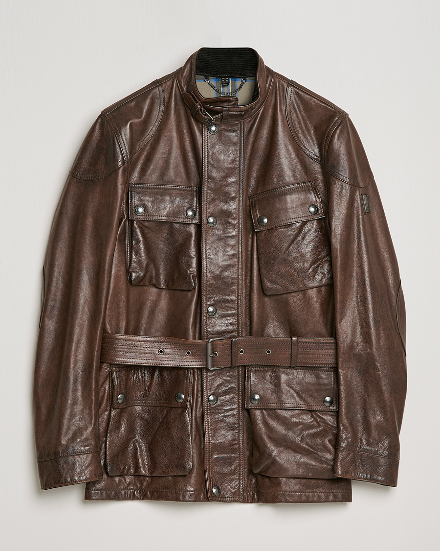 Men | Leather & Suede | Belstaff | Trailmaster Panther Leather Jacket Saddle Brown