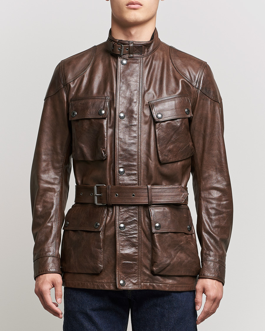 Men |  | Belstaff | Trialmaster Panther Leather Jacket Saddle Brown