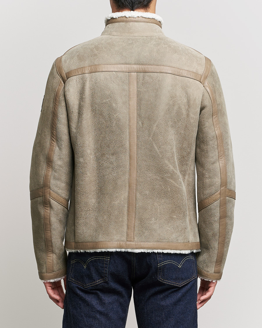 Belstaff Tundra Shearling Leather Jacket Dark Sand at CareOfCarl.com