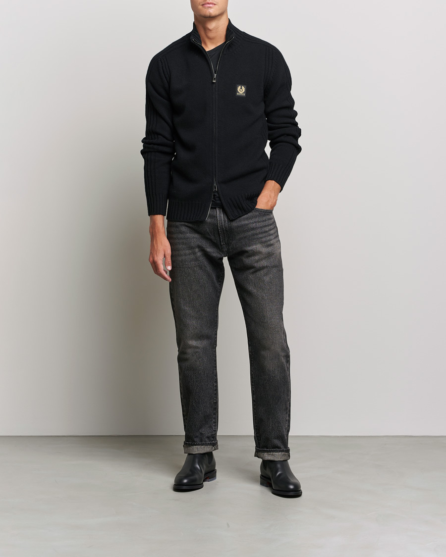 Men | Sweaters & Knitwear | Belstaff | Watch Full Zip Wool Cardigan Black