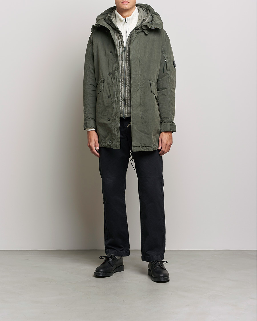 Men | Winter jackets | C.P. Company | 50 Fili Garment Dyed Cotton/Nylon 2 in 1 Parka Green