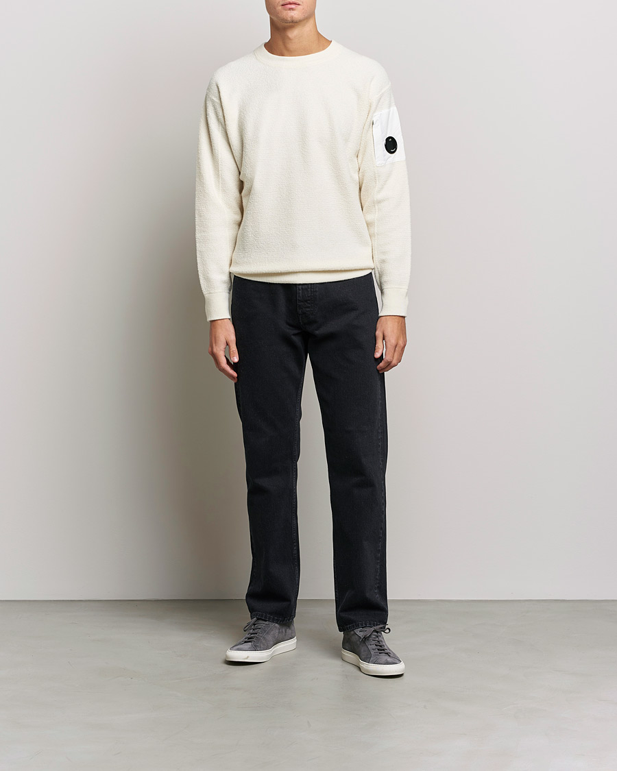 Men | Sweaters & Knitwear | C.P. Company | Structured Lambswool Lens Roundneck White