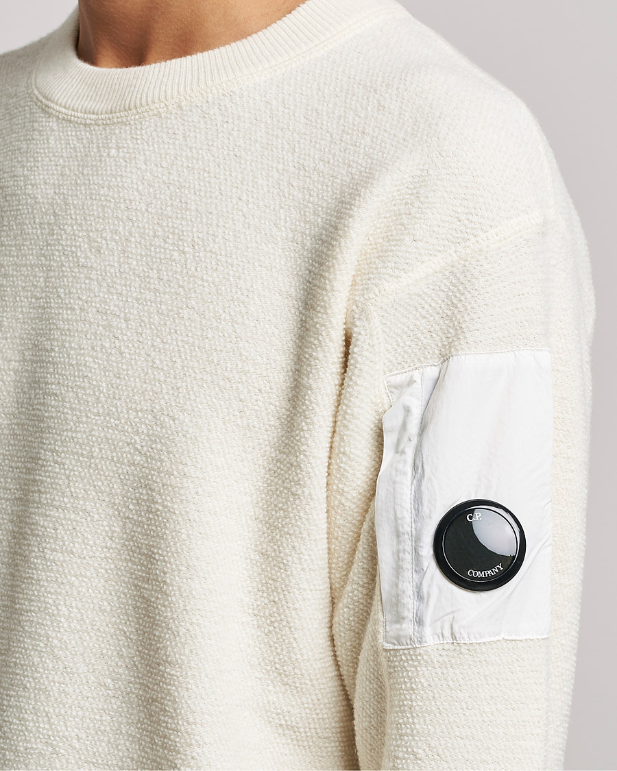 Men | Sweaters & Knitwear | C.P. Company | Structured Lambswool Lens Roundneck White