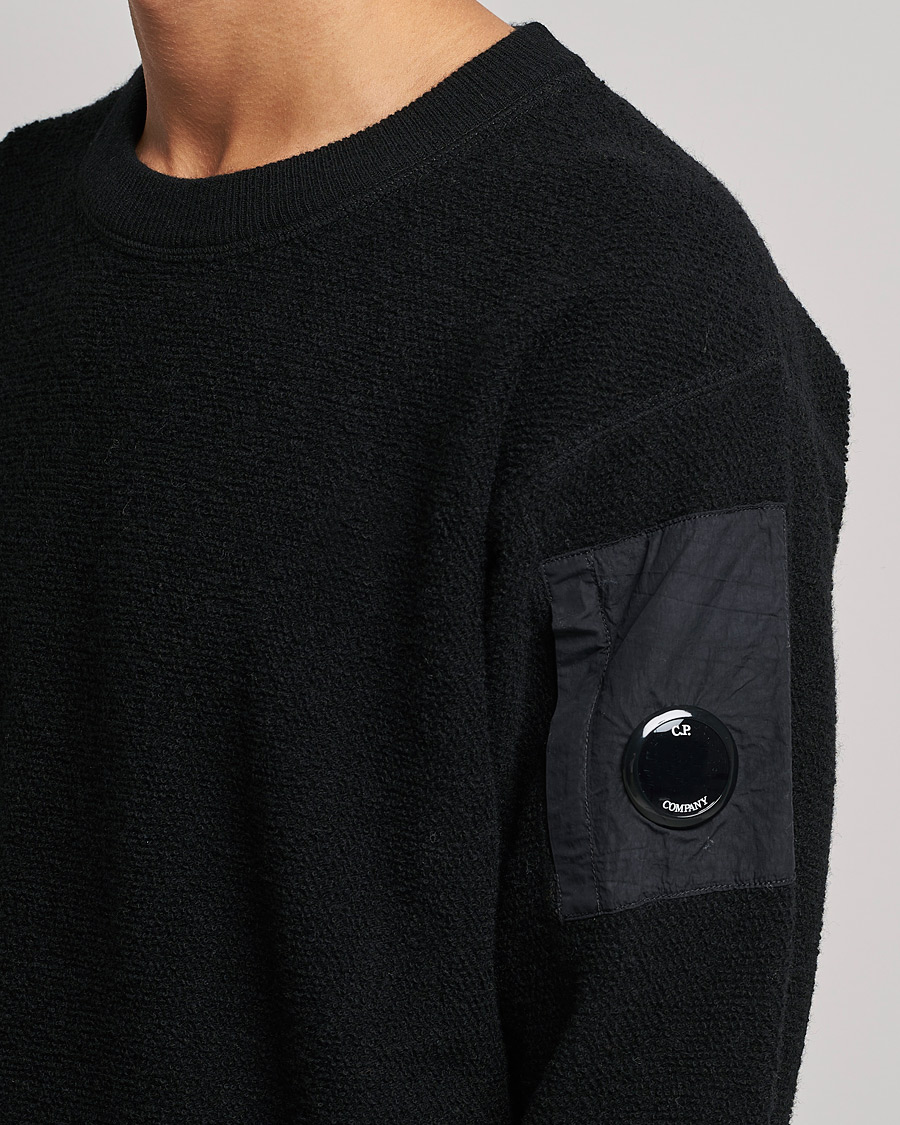Men | Sweaters & Knitwear | C.P. Company | Structured Lambswool Lens Roundneck Black