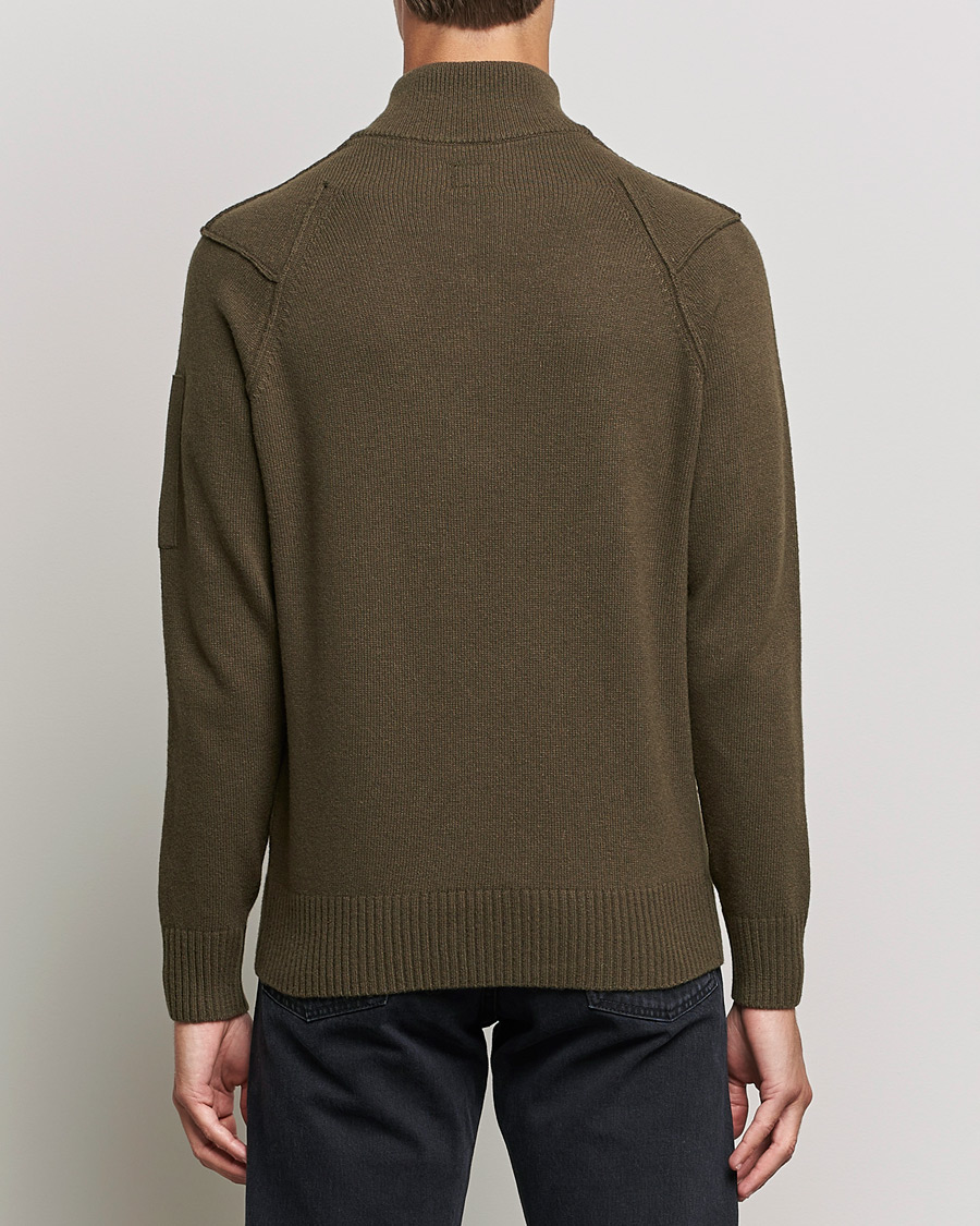 Men | Sweaters & Knitwear | C.P. Company | Lambswool Lens Half Zip Ivy Green