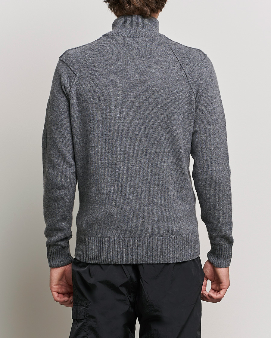 Men | Sweaters & Knitwear | C.P. Company | Lambswool Lens Half Zip Grey Marl