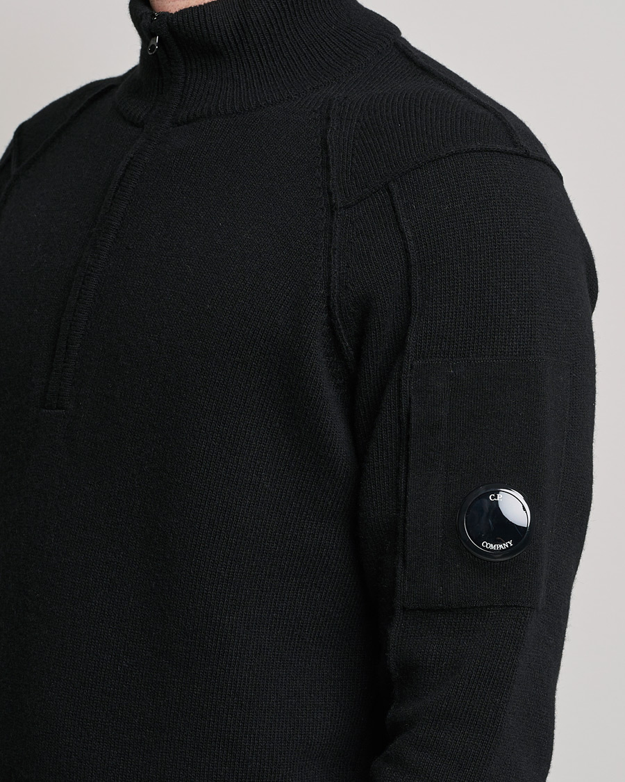 Men | Sweaters & Knitwear | C.P. Company | Lambswool Lens Half Zip Black