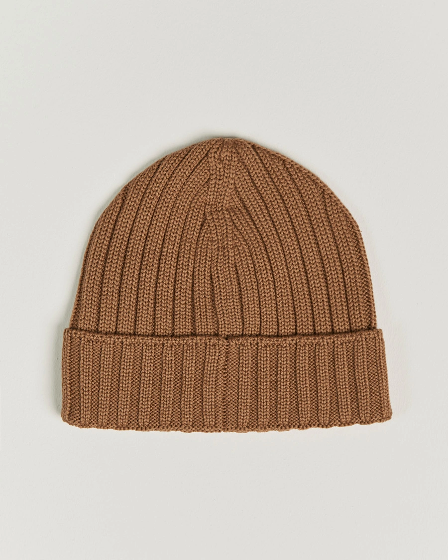 Men | C.P. Company Knitted Merino Logo Beanie Brown | C.P. Company | Knitted Merino Logo Beanie Brown