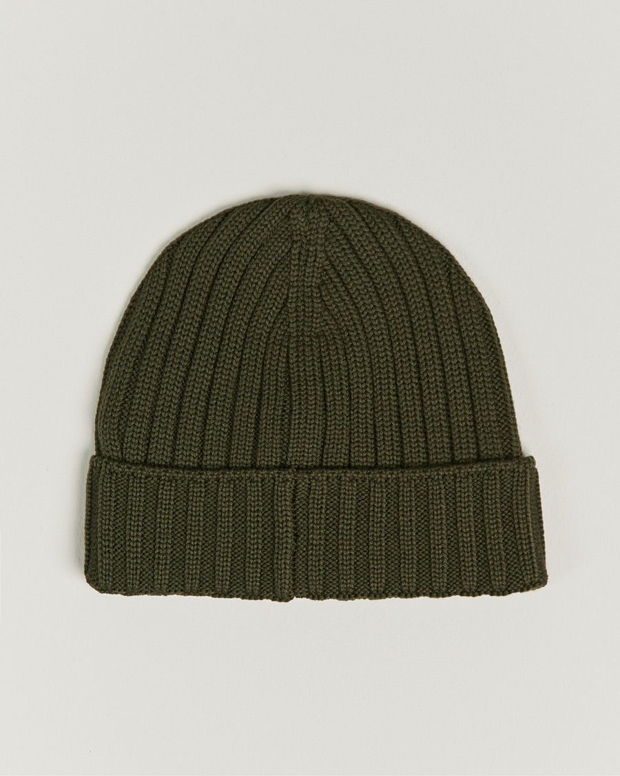 Men | C.P. Company Knitted Merino Logo Beanie Dark Green | C.P. Company | Knitted Merino Logo Beanie Dark Green