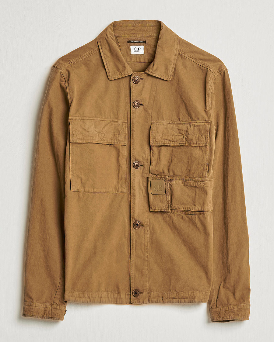 Men | Shirts | C.P. Company | Metropolis Micro Reps Diamond Peach Overshirt Khaki