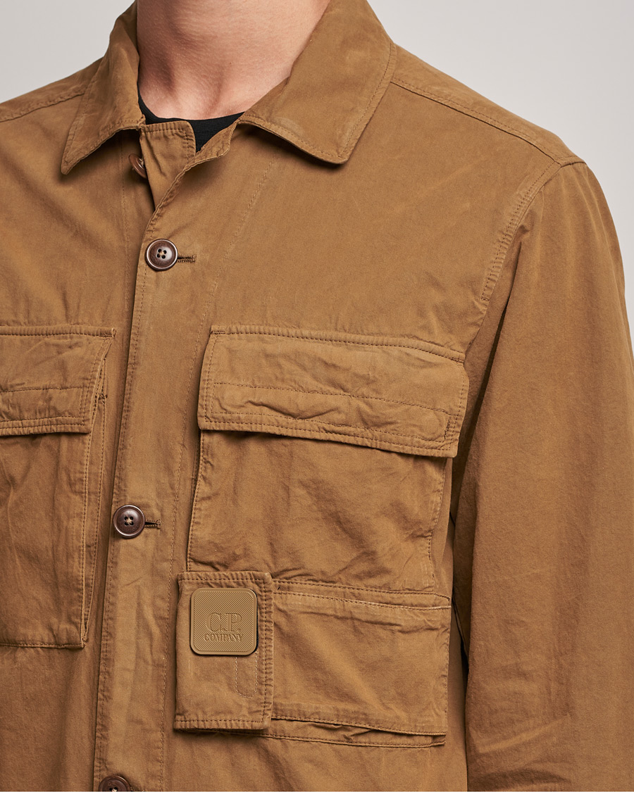 Men | Shirts | C.P. Company | Metropolis Micro Reps Diamond Peach Overshirt Khaki