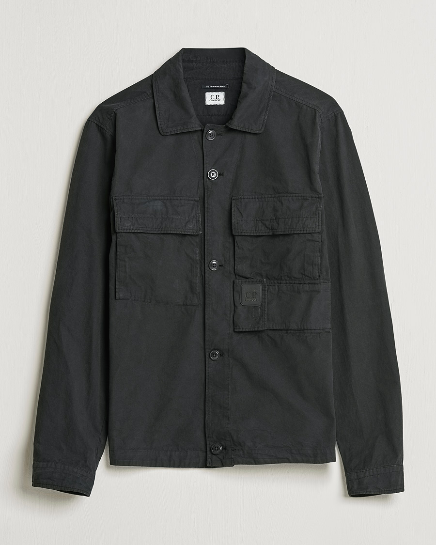 Men | Shirts | C.P. Company | Metropolis Micro Reps Diamond Peach Overshirt Black