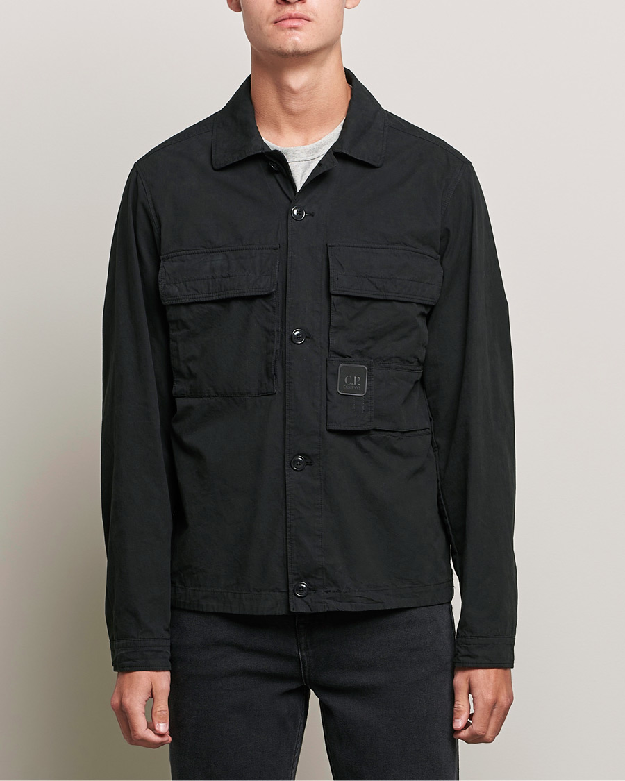 Men | Shirts | C.P. Company | Metropolis Micro Reps Diamond Peach Overshirt Black