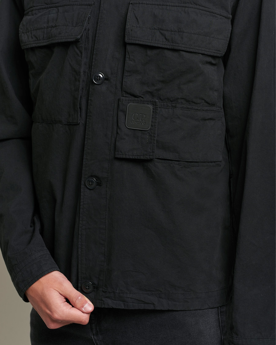 Men | Shirts | C.P. Company | Metropolis Micro Reps Diamond Peach Overshirt Black