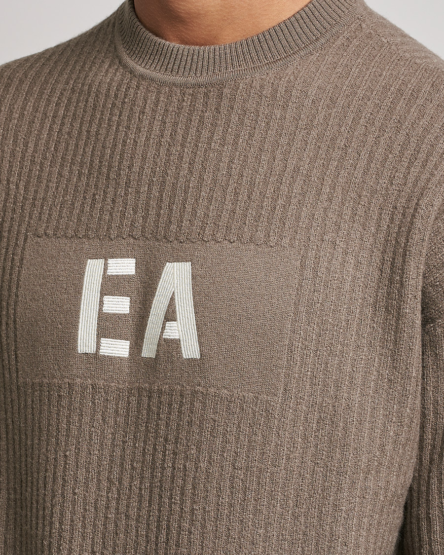 Men | Sweaters & Knitwear | Emporio Armani | Wool Logo Sweater Camel