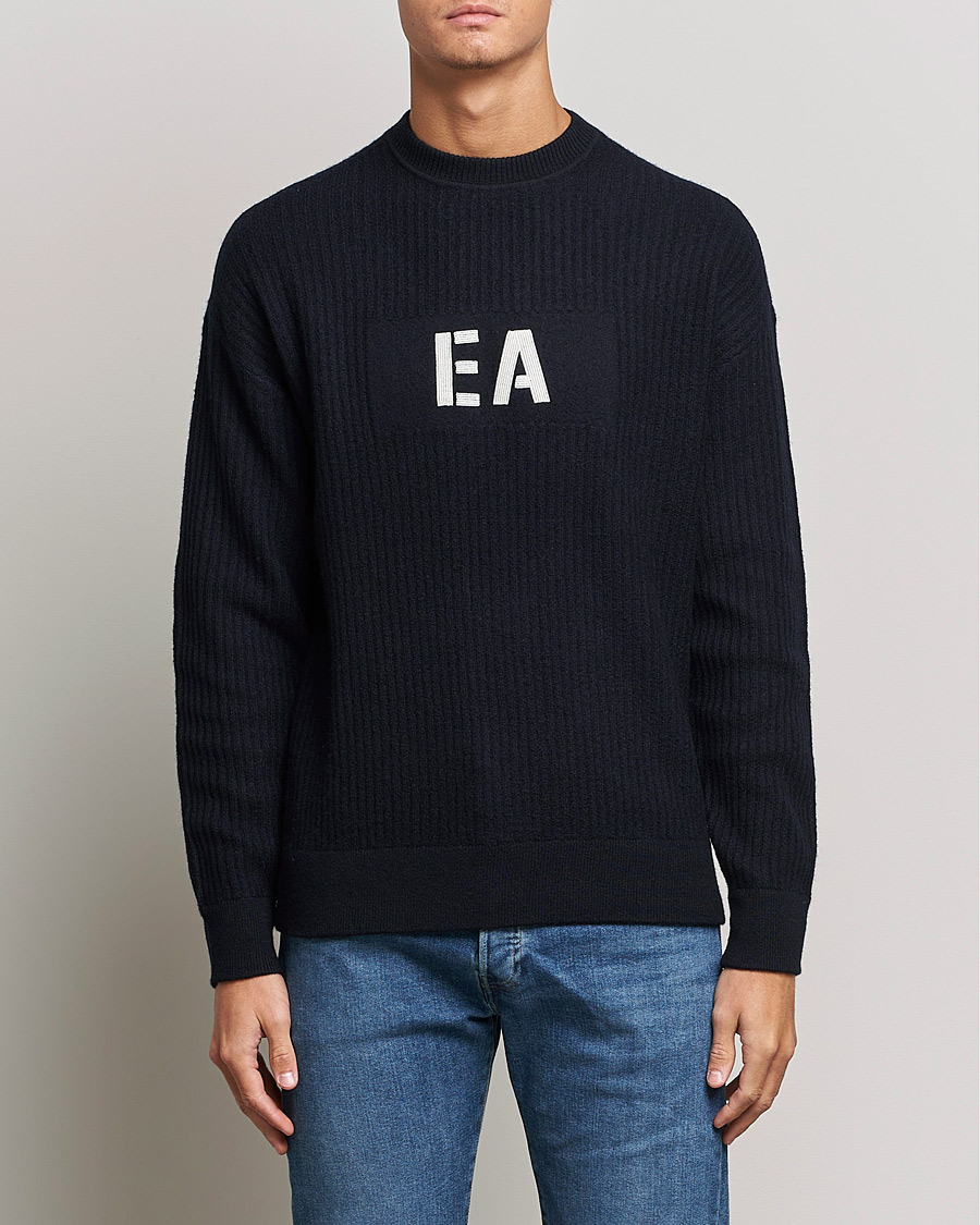 Men | Emporio Armani | Emporio Armani | Wool Logo Sweater Navy