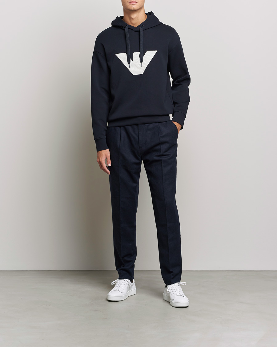 Men | Sweaters & Knitwear | Emporio Armani | Cotton Eagle Hoodie Navy