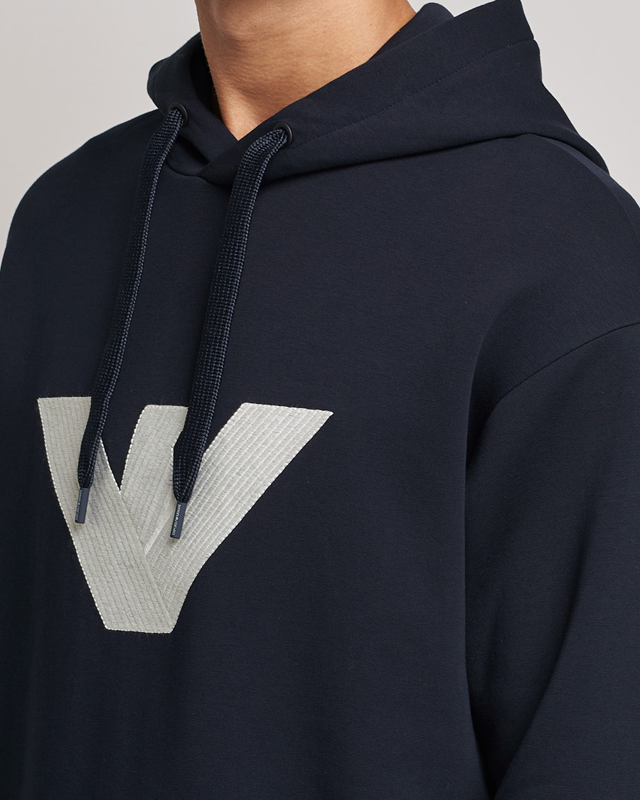 Men | Sweaters & Knitwear | Emporio Armani | Cotton Eagle Hoodie Navy
