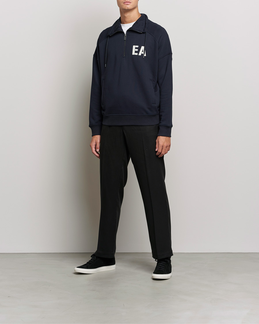 Men | Sweaters & Knitwear | Emporio Armani | Half Zip Sweater Navy
