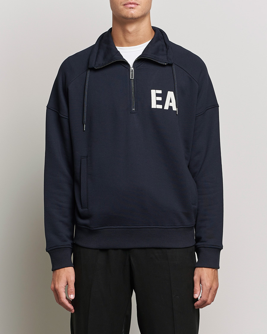 Men | Sweaters & Knitwear | Emporio Armani | Half Zip Sweater Navy