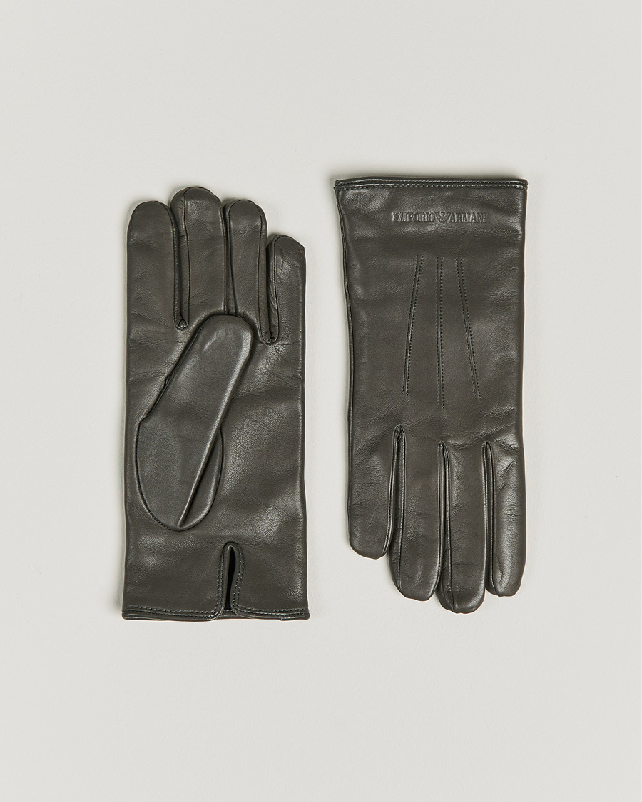 Men | Emporio Armani Leather Gloves Grey | Emporio Armani | Leather Gloves Grey