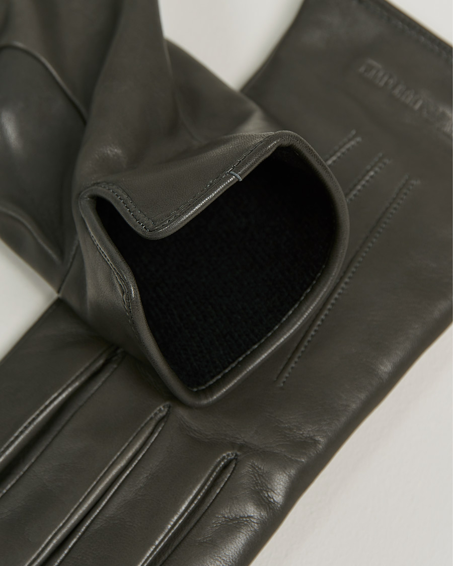 Men | Emporio Armani | Emporio Armani | Leather Gloves Grey