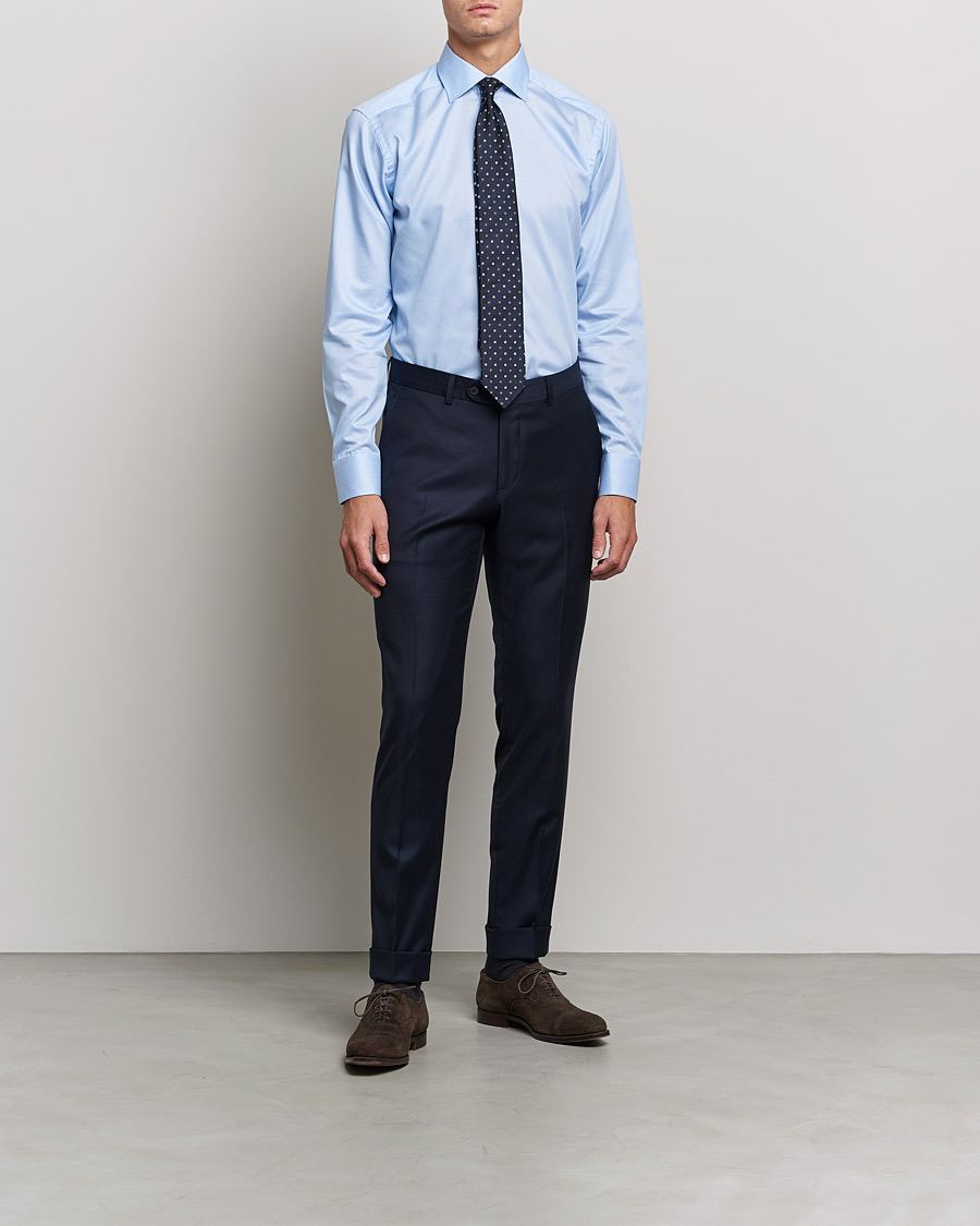 Men | Formal | Eton | Striped Fine Twill Slim Shirt Mid Blue
