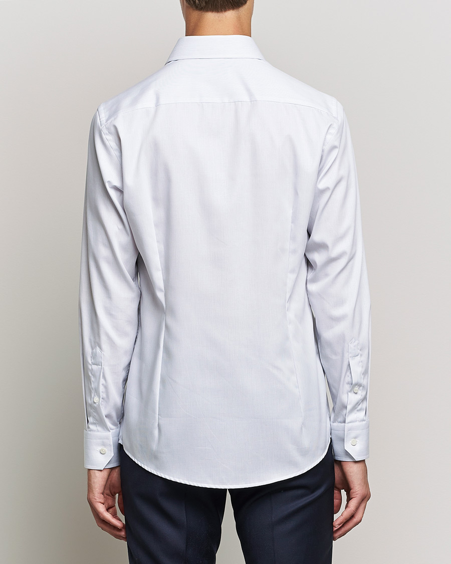 Men | Shirts | Eton | Hairline Striped Slim Twill Shirt Navy Blue