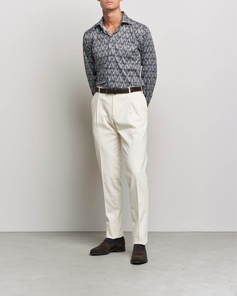 Men | Shirts | Eton | Paisley Signature Twill Slim Shirt Navy Blue