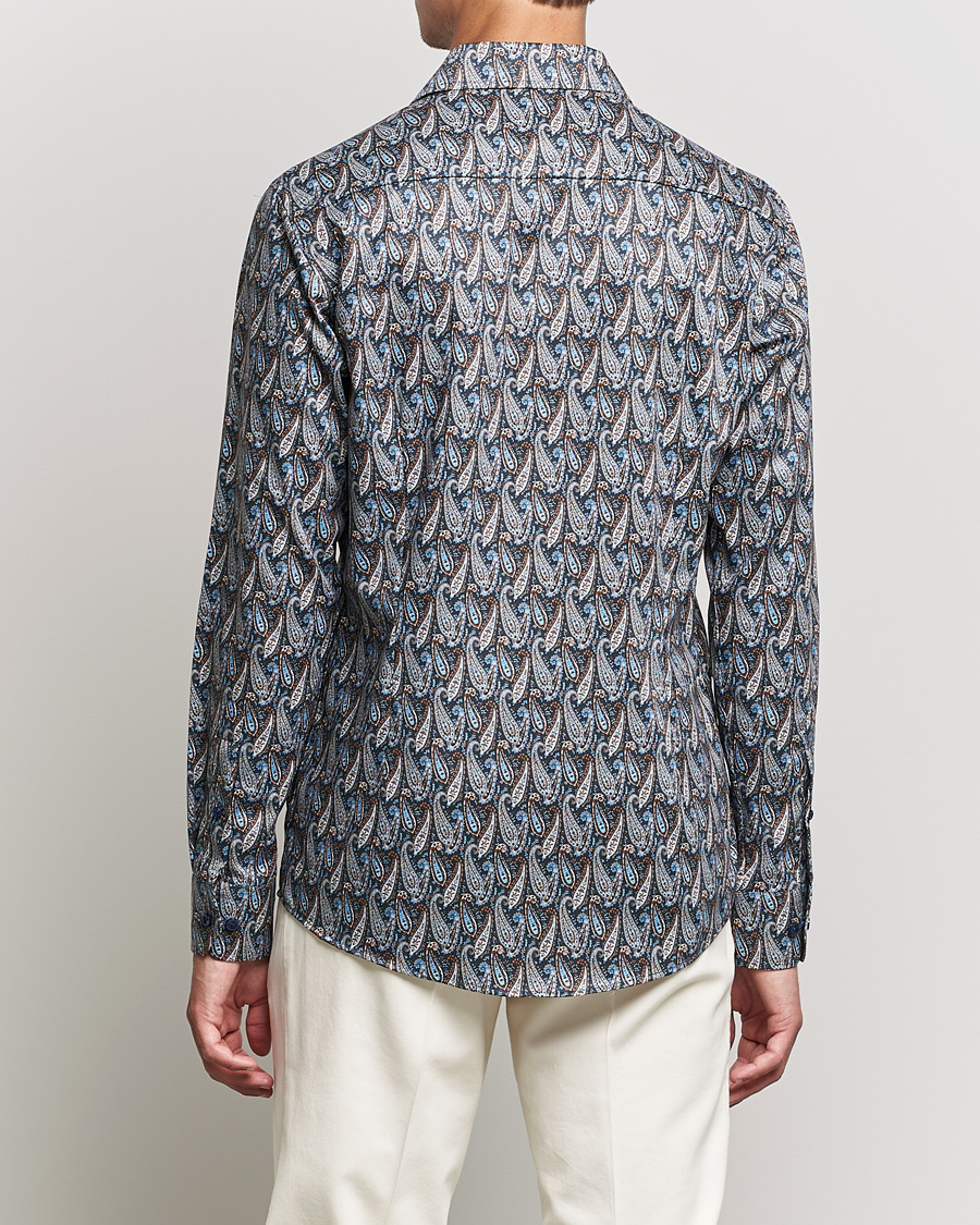 Men | Shirts | Eton | Paisley Signature Twill Slim Shirt Navy Blue
