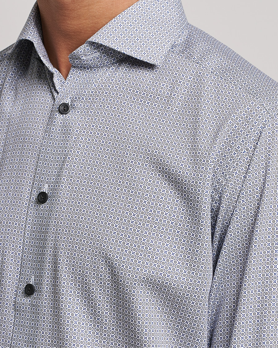 Men | Shirts | Eton | Floral Print Cotton Tencel Flannel Shirt Navy