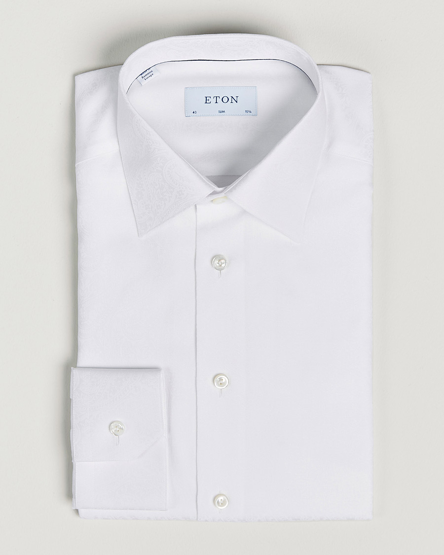 Mens Shirts Eton Shirts Save 7% Eton Wool White Twill Shirt With Grey Details for Men 