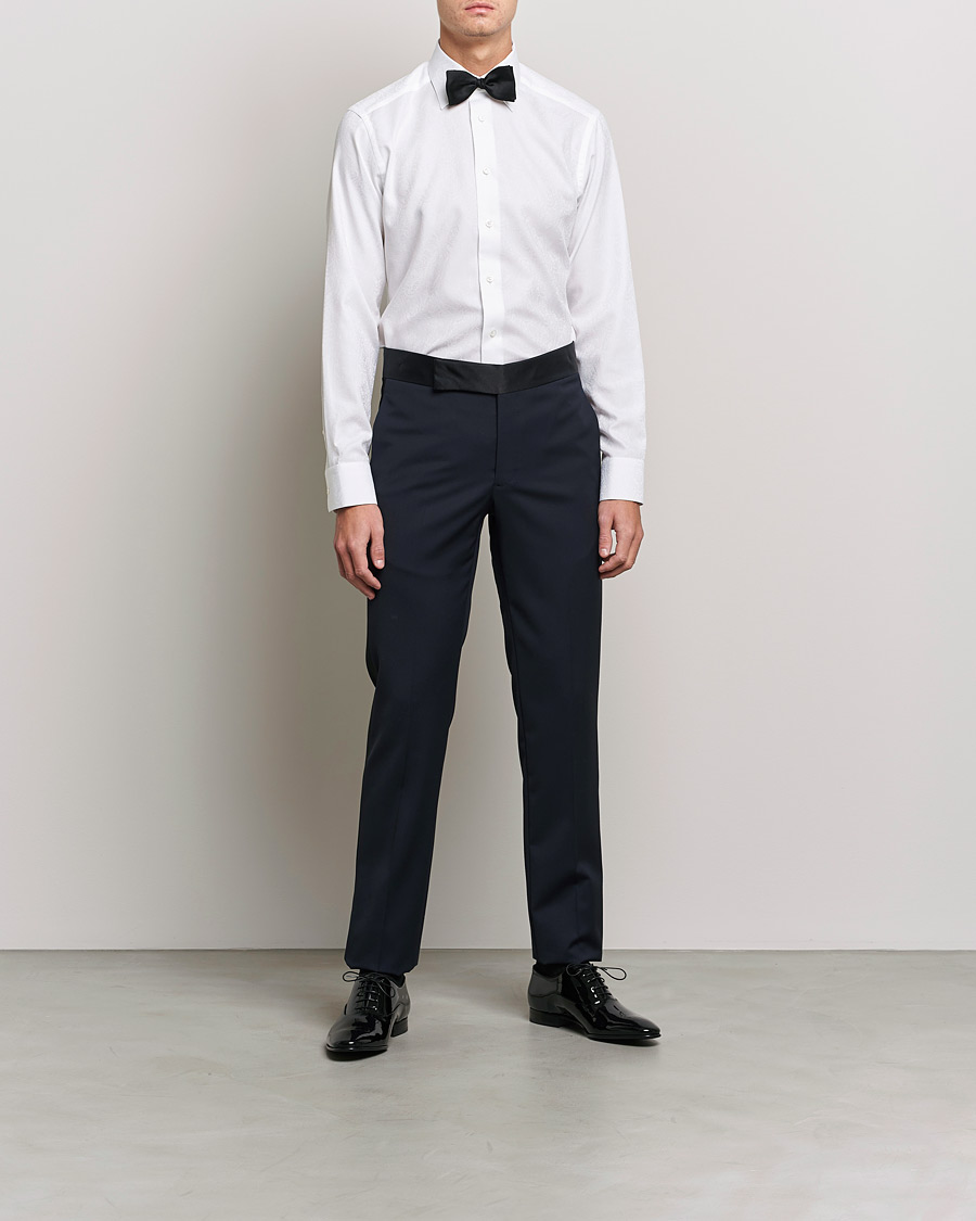 Men | Business Shirts | Eton | Jaquard Paisley Shirt White