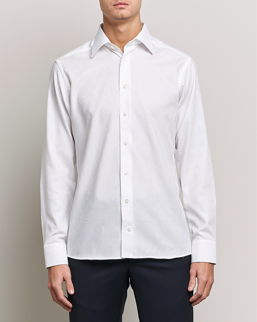 Men | Shirts | Eton | Jaquard Paisley Shirt White