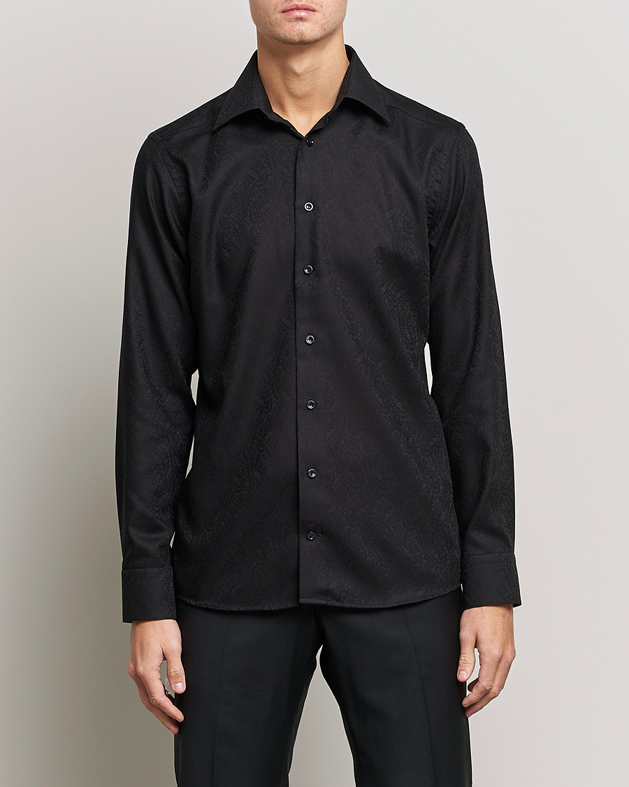 Men | Shirts | Eton | Jaquard Paisley Shirt Black