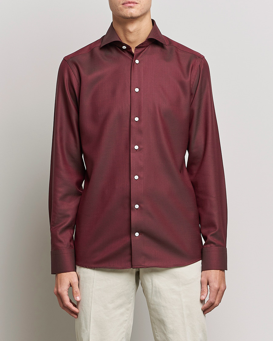 Men | Shirts | Eton | Merino Wool Shirt Mid Red