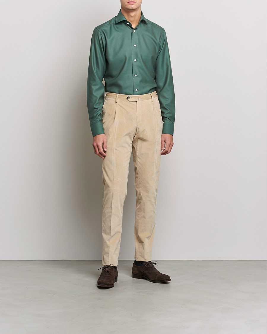 Men | Casual Shirts | Eton | Merino Wool Shirt Olive
