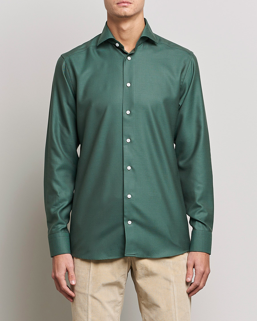 Men | Shirts | Eton | Merino Wool Shirt Olive