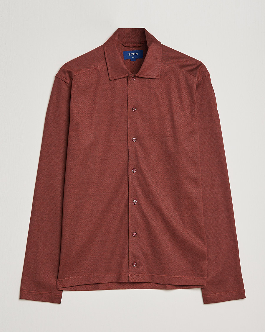 Men | Sweaters & Knitwear | Eton | Oxford Pique Shirt Mid Red