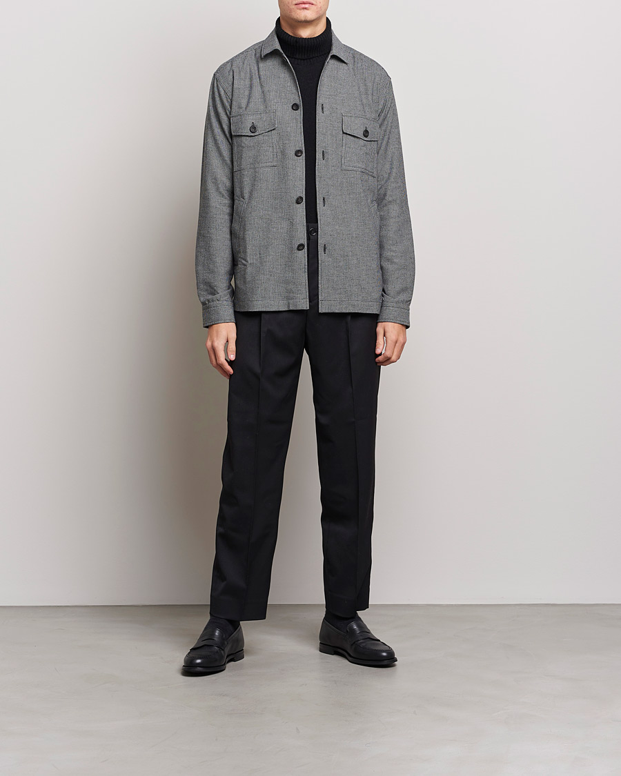 Men | Overshirts | Eton | Wool Cashmere Overshirt Black