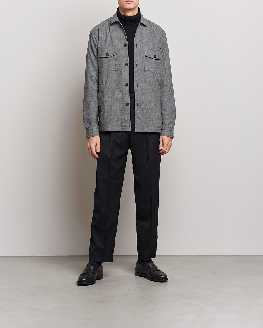 Men | Shirts | Eton | Wool Cashmere Overshirt Black