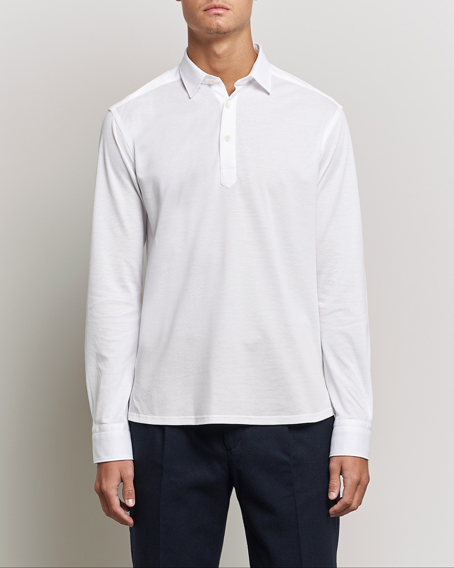 Men | Sweaters & Knitwear | Eton | Slim Fit Cotton Piqué Popover Shirt White