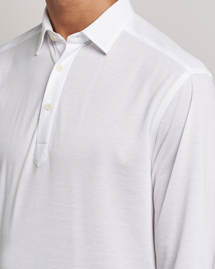 Men | Sweaters & Knitwear | Eton | Slim Fit Cotton Piqué Popover Shirt White