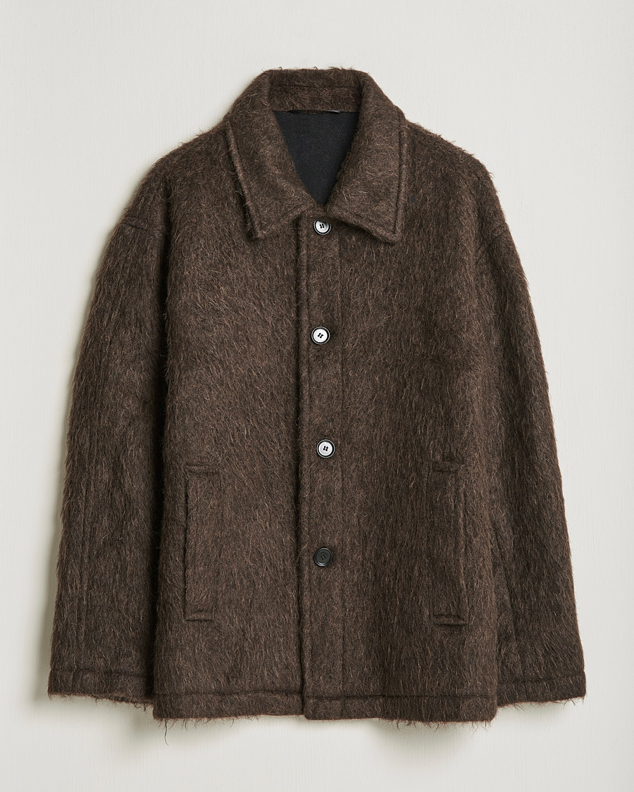 Men | Coats & Jackets | Filippa K | Seattle Hairy Coat Dark Brown