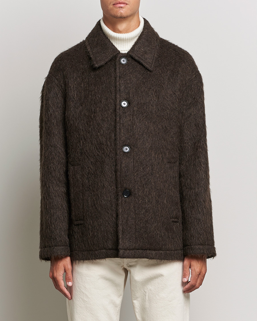 Men | Coats & Jackets | Filippa K | Seattle Hairy Coat Dark Brown