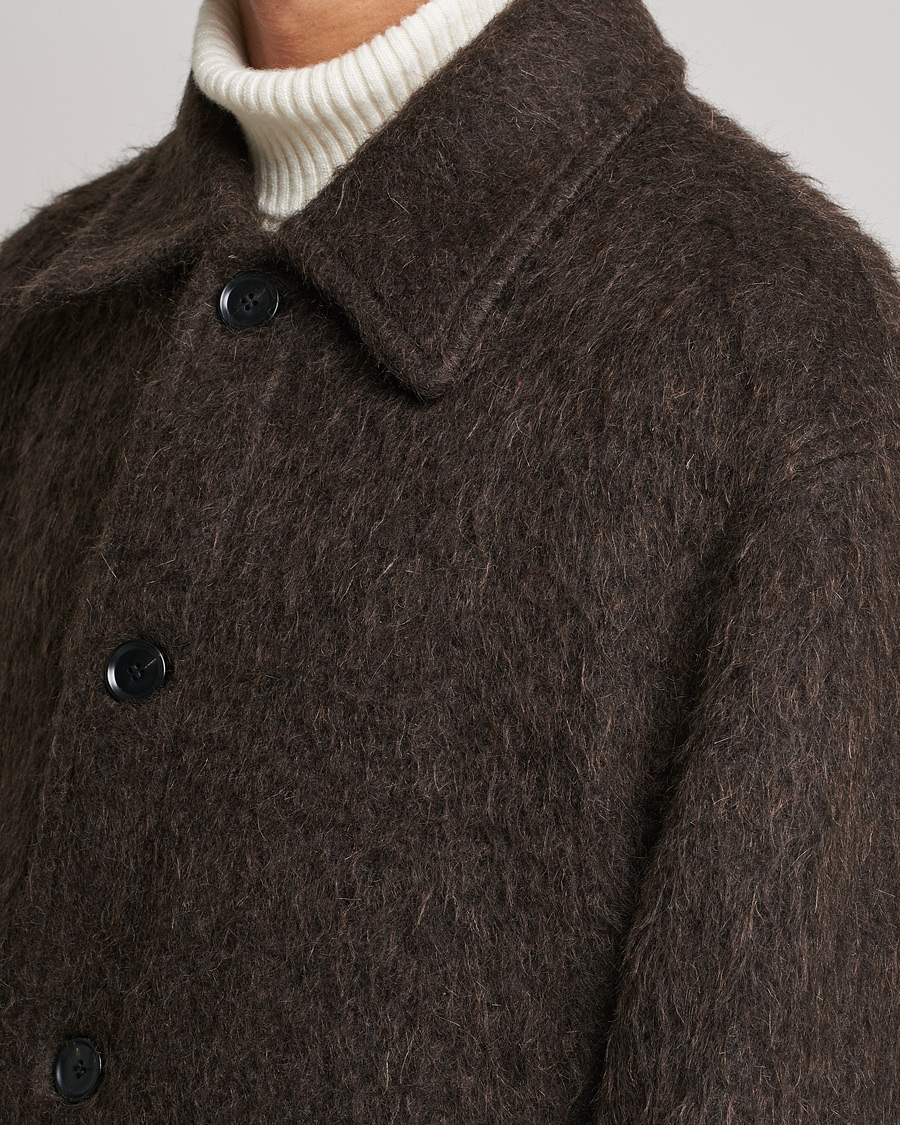 Men | Coats & Jackets | Filippa K | Seattle Hairy Coat Dark Brown