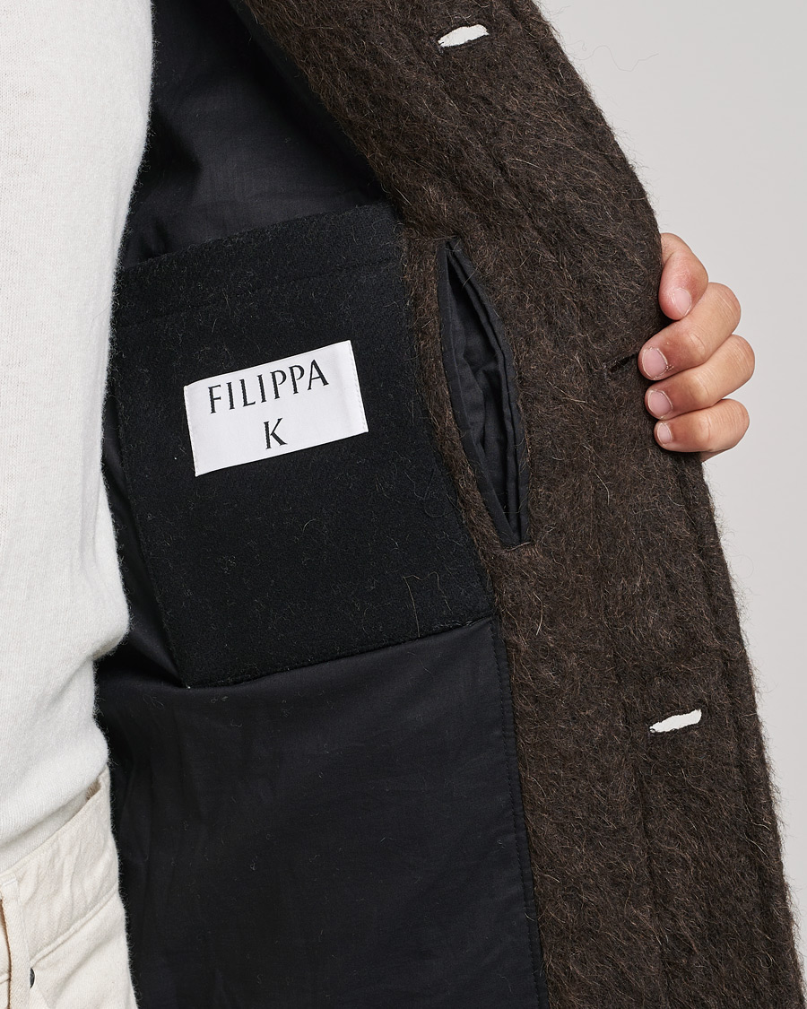 Men | Coats & Jackets | Filippa K | Seattle Hairy Coat Dark Brown