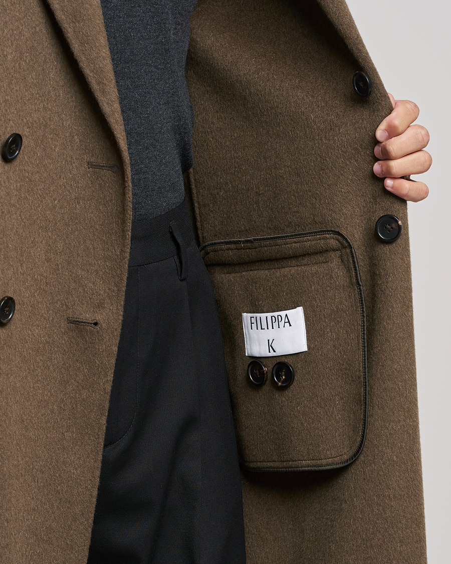 Men | Coats & Jackets | Filippa K | Athens Wool Cashmere Coat Olive Melange