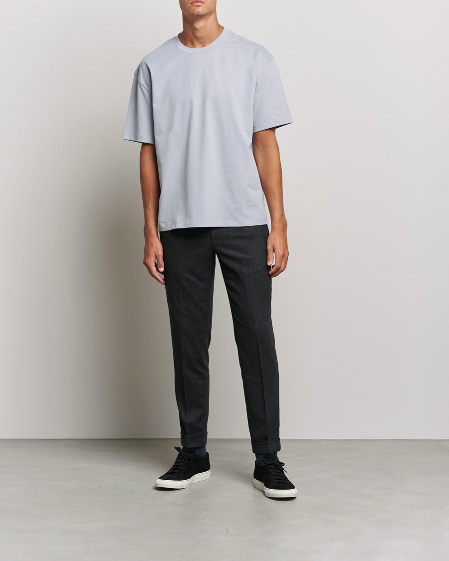 Men | Trousers | Filippa K | Terry Flannel Trousers Dark Grey Mel